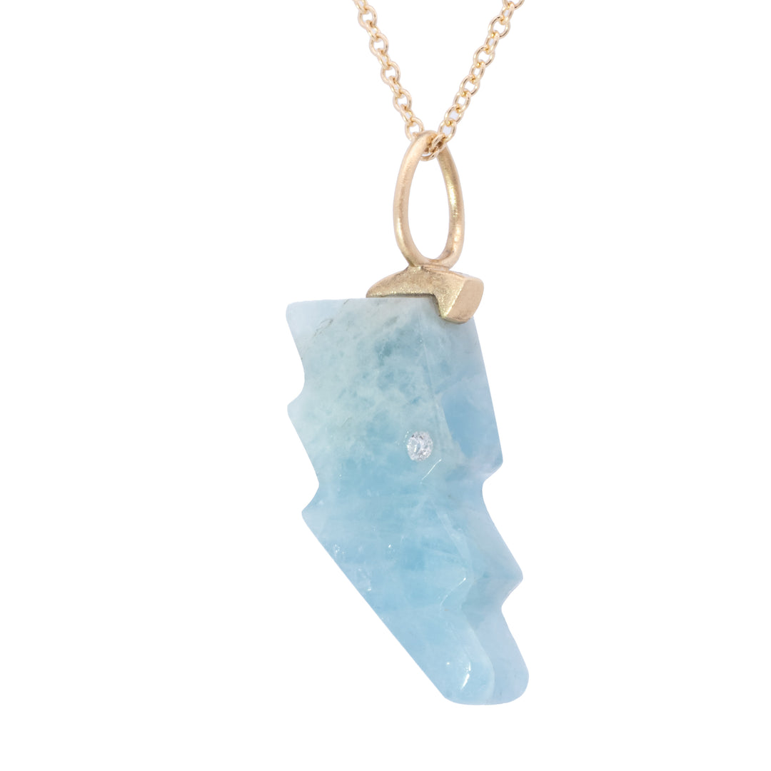 Aquamarine with Diamond Bolt Mini Charm