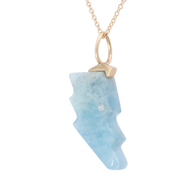 Aquamarine with Diamond Bolt Mini Charm