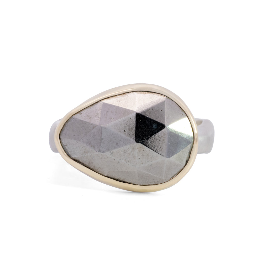 Small Horizontal Pear Shaped Pyrite Ring