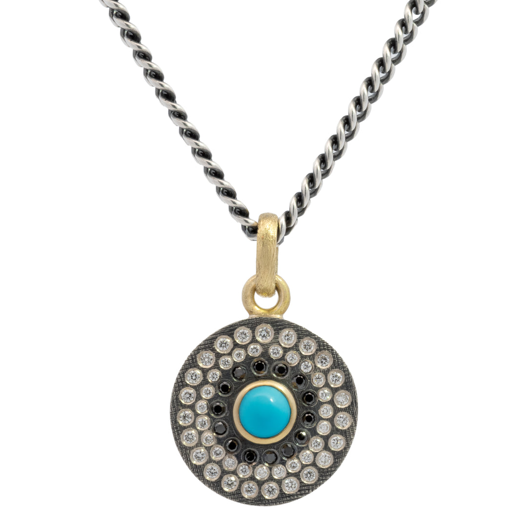 Trunk Show Junia Turquoise Triple Diamond Halo Pendant