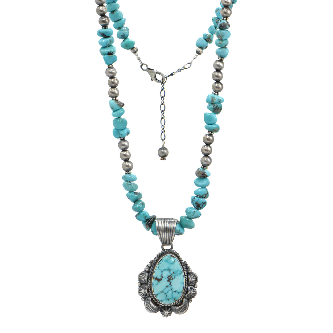 Navajo Pearl & Turquoise Pendant Necklace