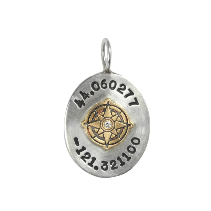 Compass Diamond Charm with Drake Park Bridge Coordinates