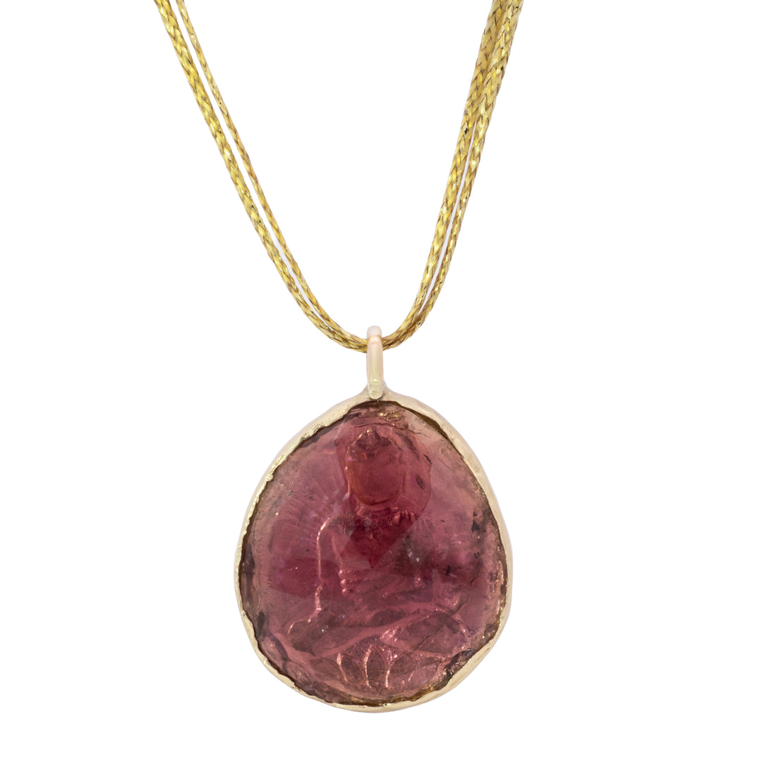 12.90 ct Faceted Pink Tourmaline Buddha Pendant