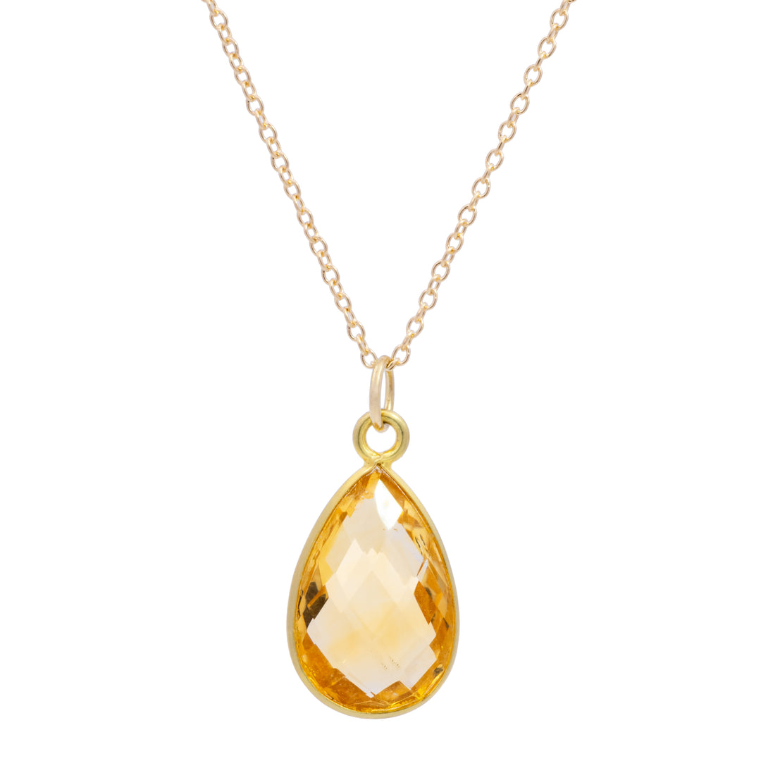 Teardrop Faceted Citrine Necklace