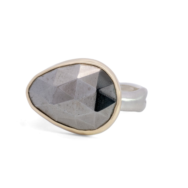 Small Horizontal Pear Shaped Pyrite Ring