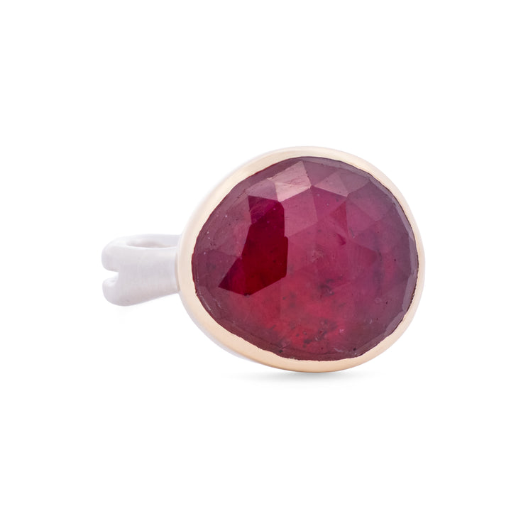 Faceted Ruby Ring