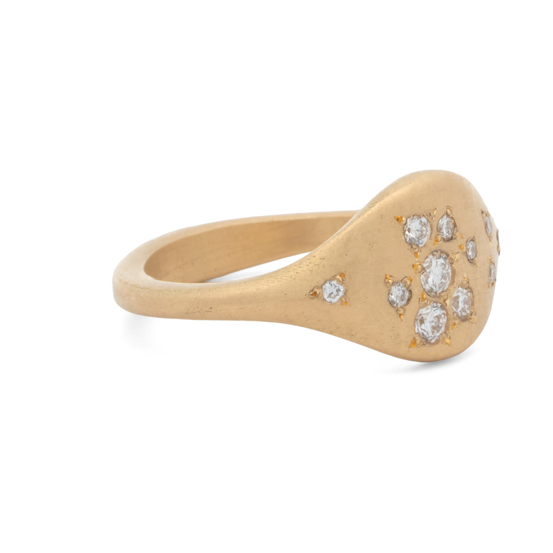 Diamond Cluster Signet Ring