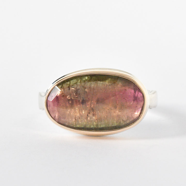 Asymmetrical Watermelon Tourmaline Ring