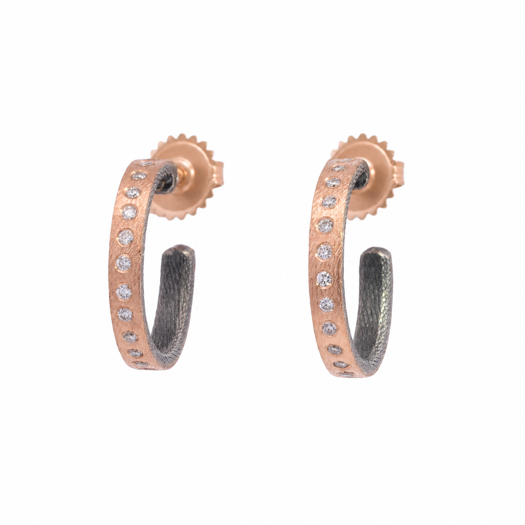 Trunk Show Adam Small Rose Gold Diamond Hoop Earrings