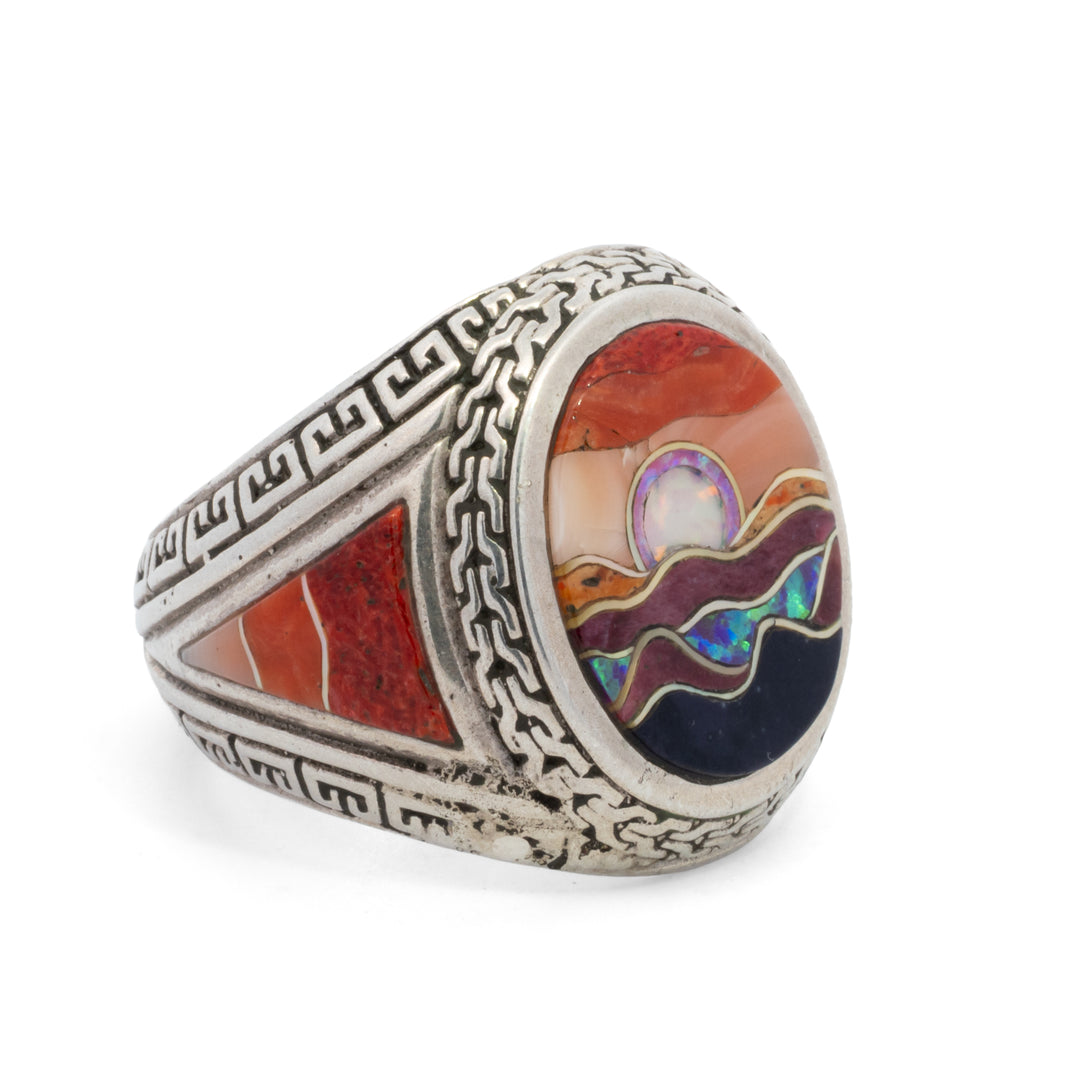 Desert Moon Inlay Signet Ring