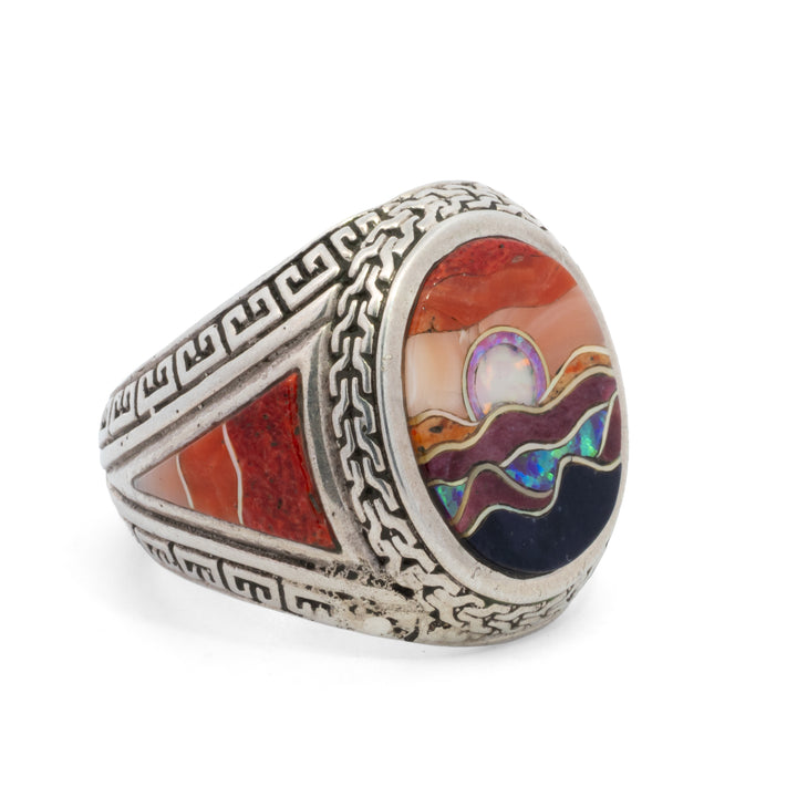 Desert Moon Inlay Signet Ring