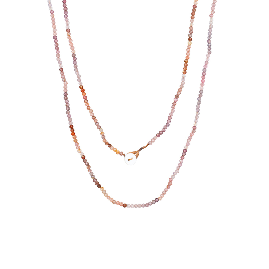 Pink Sapphire Mix Beaded Necklace