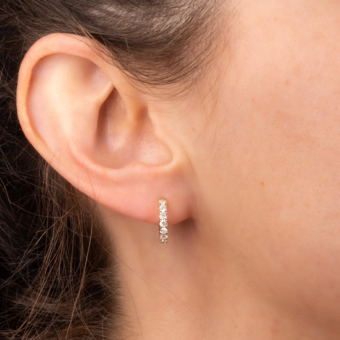 Medium Diamond Huggie Hoop Earrings