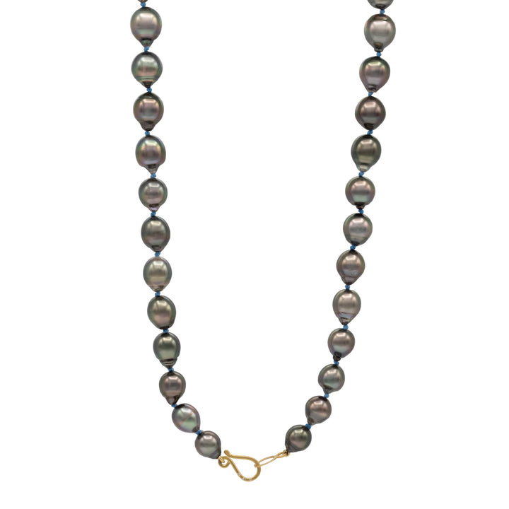 Hand Knotted Tahitian Pearl Necklace with Diamond Accents
