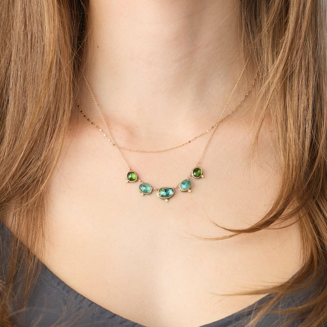 Linked Green Tourmaline Necklace