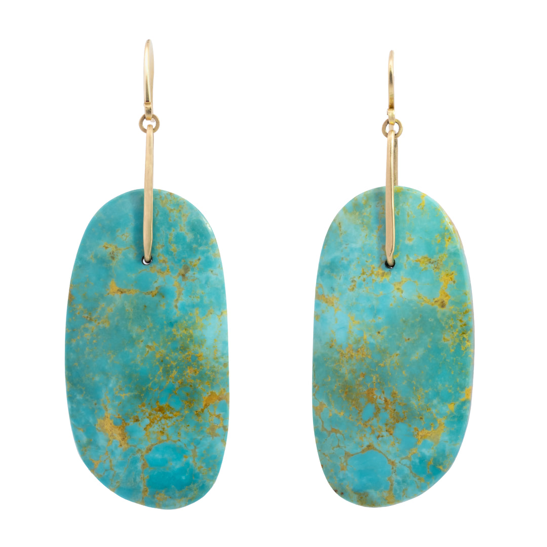 Large Asymmetrical Turquoise Slab Drop Earrings