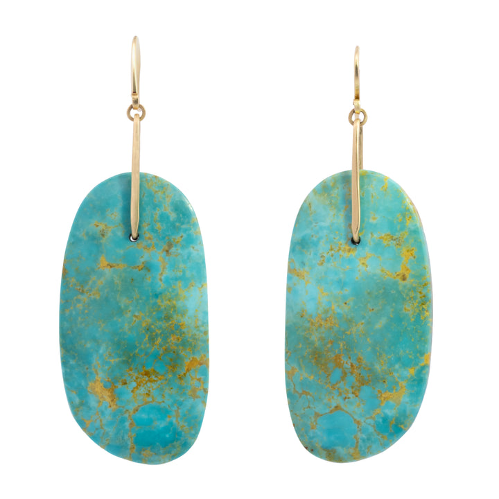 Large Asymmetrical Turquoise Slab Drop Earrings