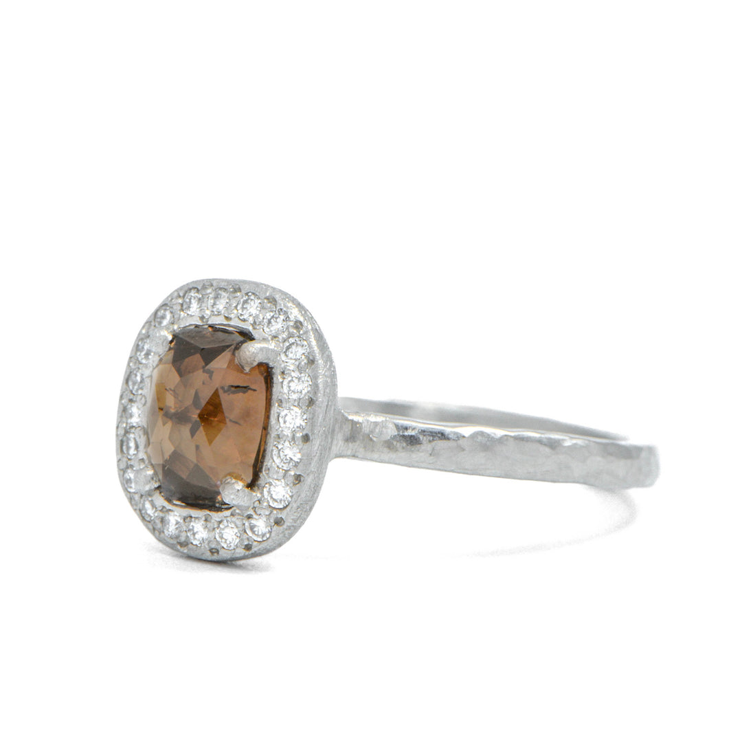 Canadian Brown Diamond + Diamond Halo Ring