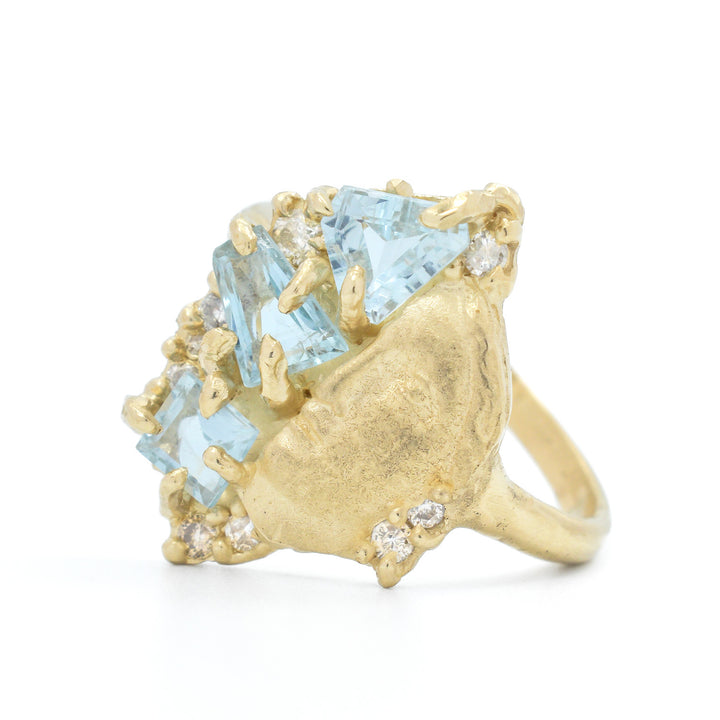 Aquamarine & Diamond Sybil Ring