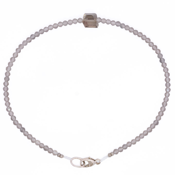 Grey Moonstone & Tourmaline Beaded Bracelet