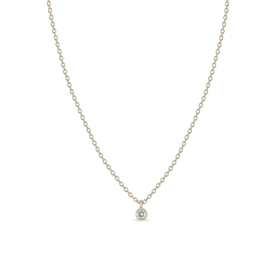Single Diamond Bezel Pendant Necklace
