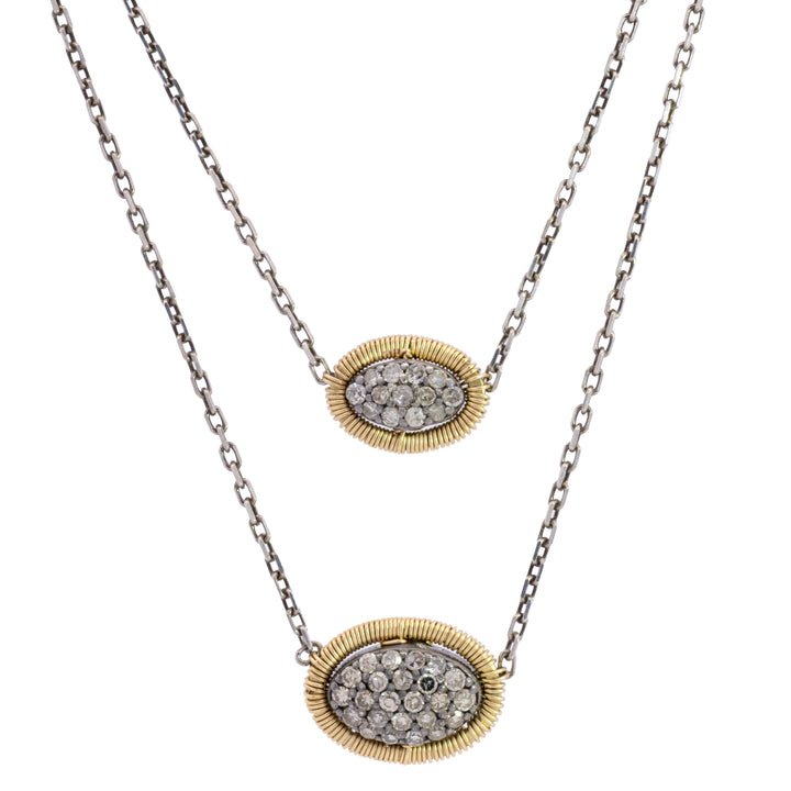 Double Pavé Oval Two Layer Necklace