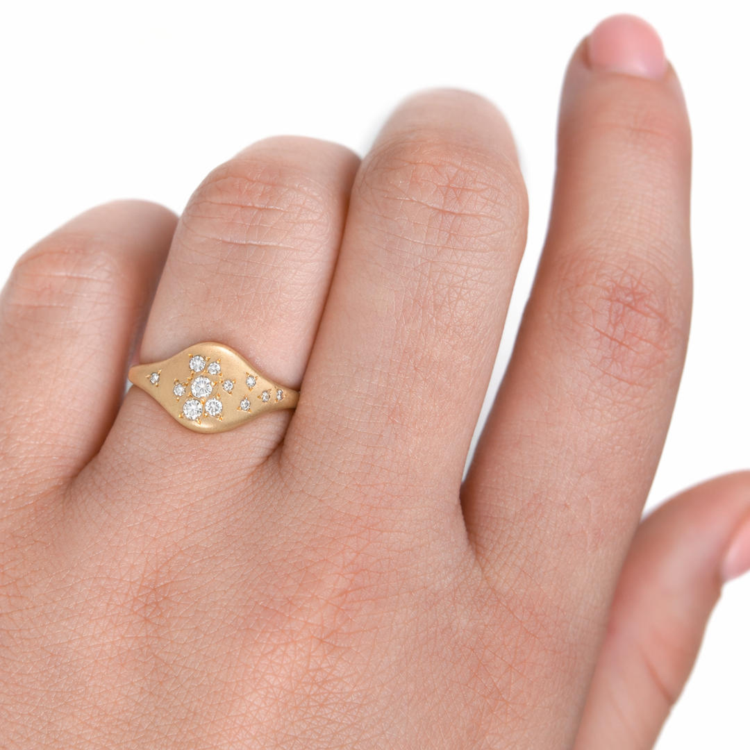 Diamond Cluster Signet Ring
