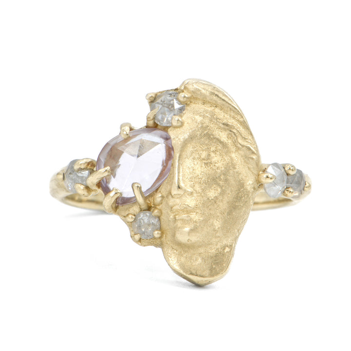Pink Sapphire and Diamond Sibyl Ring