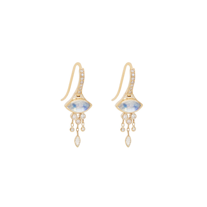 Marquise Moonstone and Diamonds Earrings