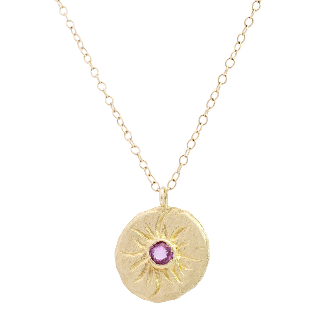 Pink Sapphire Sun Mandala Necklace