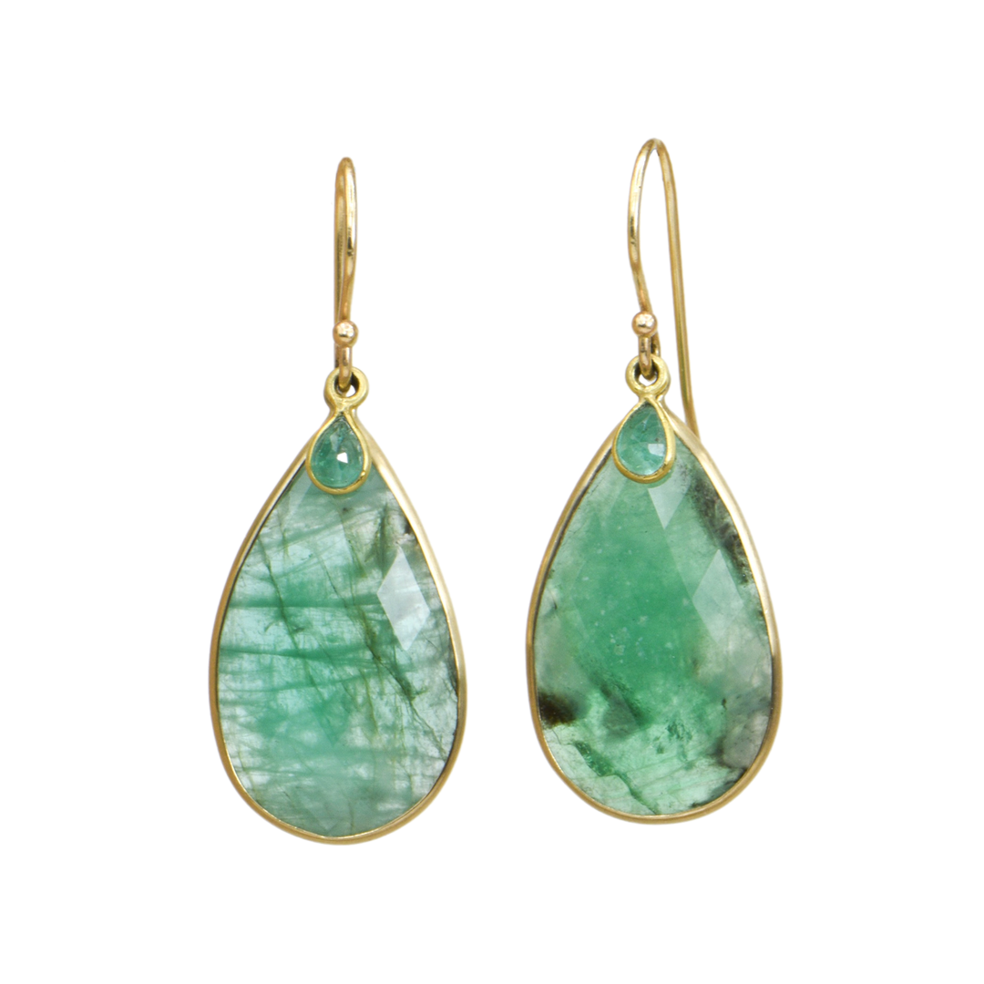 Double Emerald Teardrop Earrings