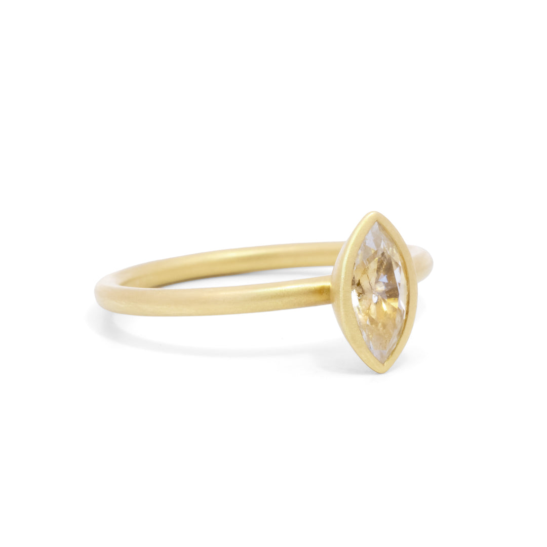 White Sapphire Marquise Bezel Set Ring