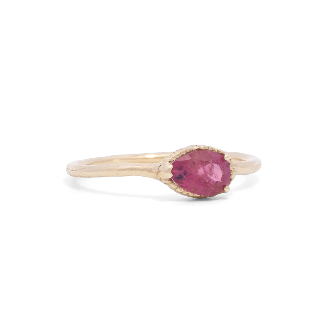 Small Asymmetrical Pink Tourmaline Prong Set Ring