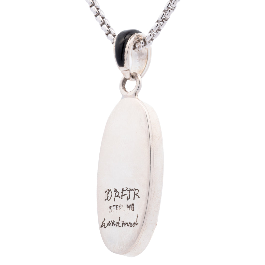 Multi Stone Long Oval Cactus Inlay Pendant