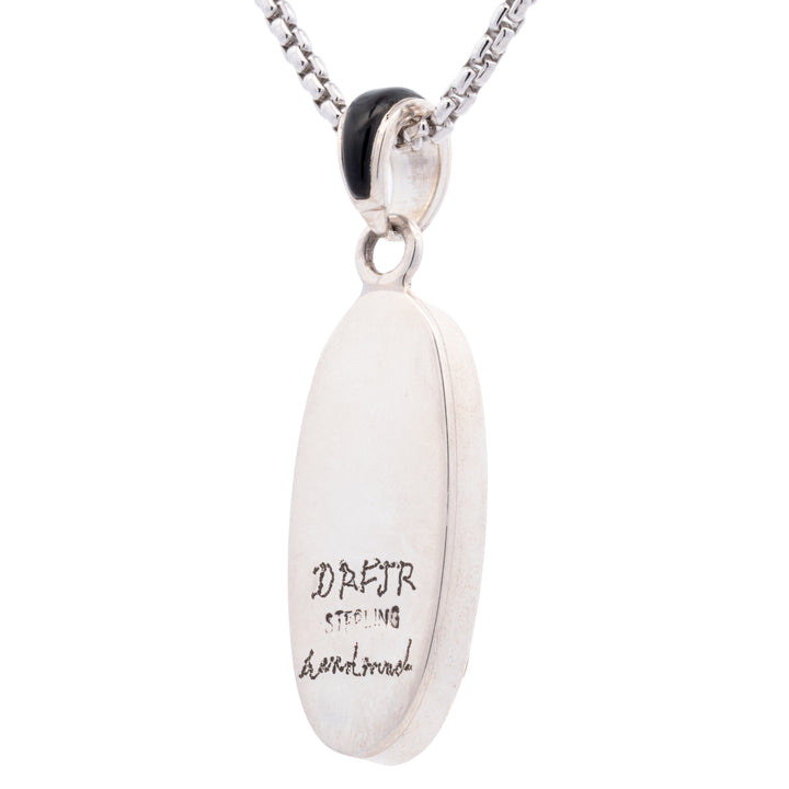 Multi Stone Long Oval Cactus Inlay Pendant