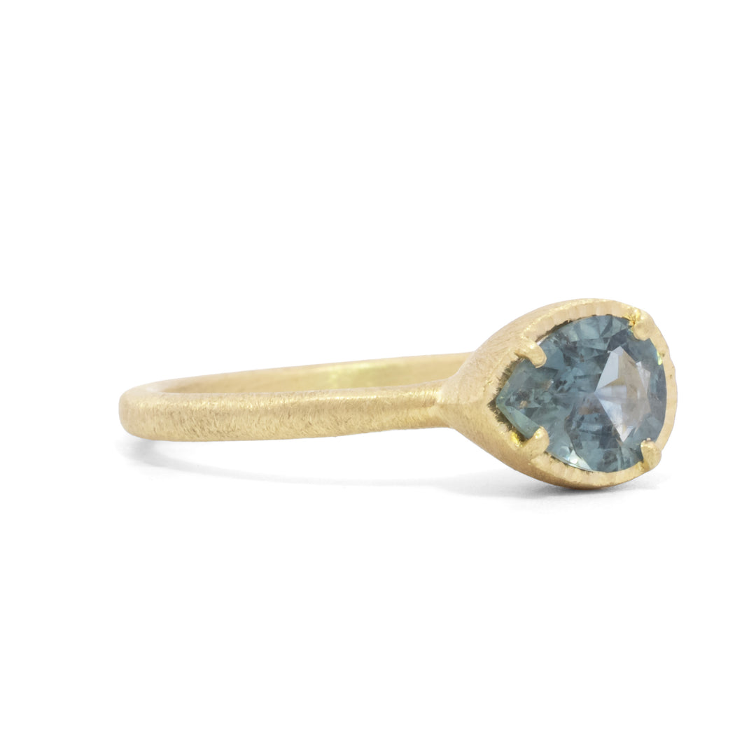 Horizontal Pear Montana Sapphire Ring