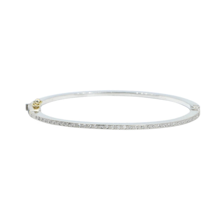 1.8mm Adam White Gold Half Diamond Bangle Bracelet