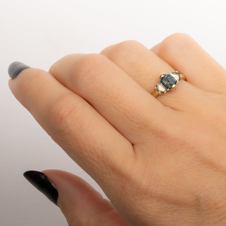 1.54 tcw Montana Sapphire Geometric Stacked Ring