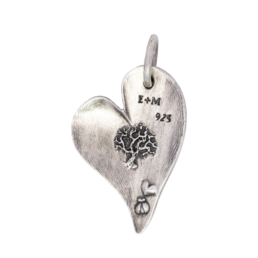 Small Tilted Pavé Diamond Heart Charm