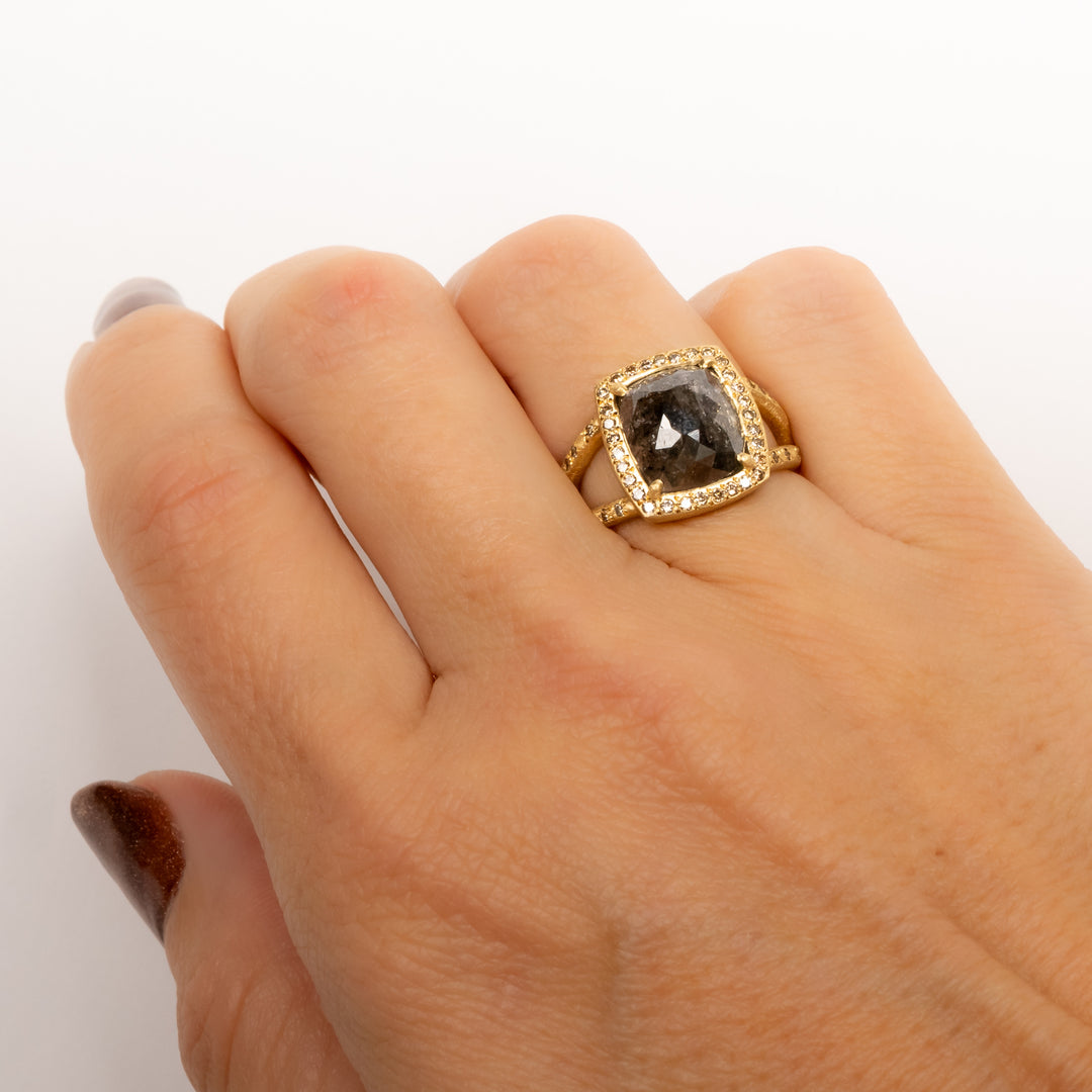 Chocolate Diamond Halo Ring