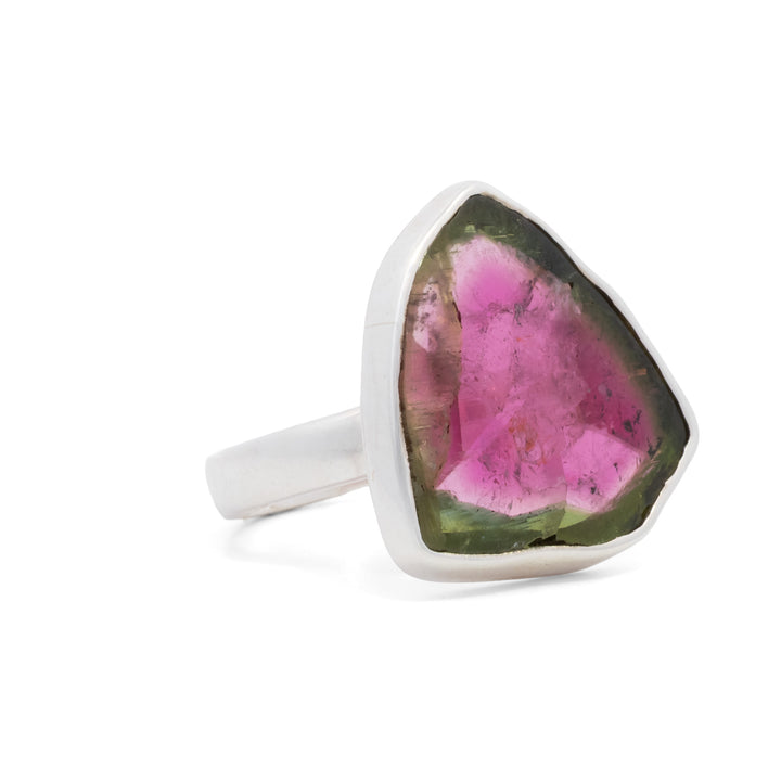 Asymmetrical Watermelon Tourmaline Ring