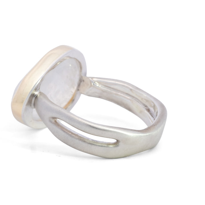Asymmetrical Rainbow Moonstone Ring