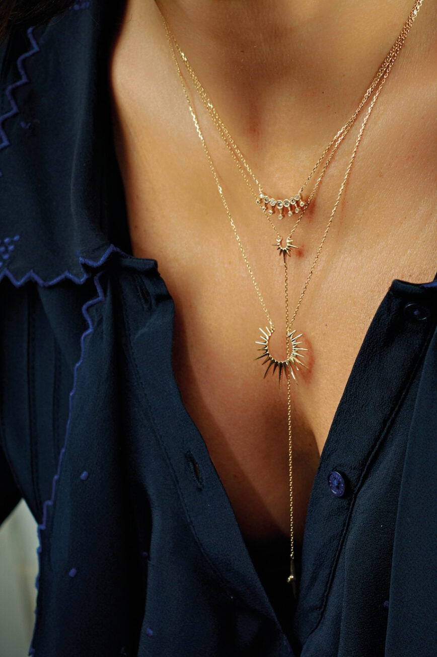Sun and Diamond Lariat Necklace