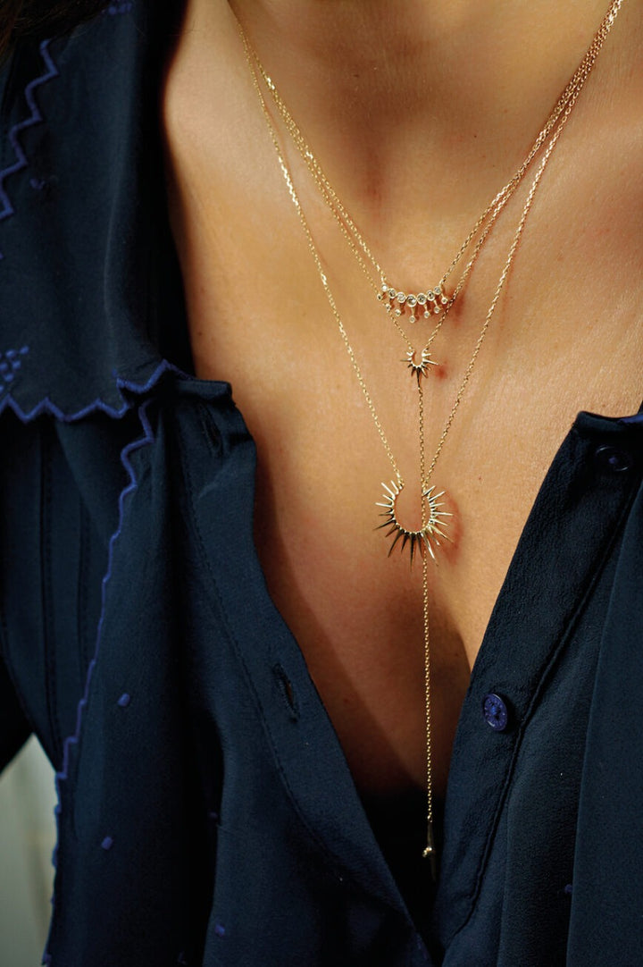 Sun and Diamond Lariat Necklace
