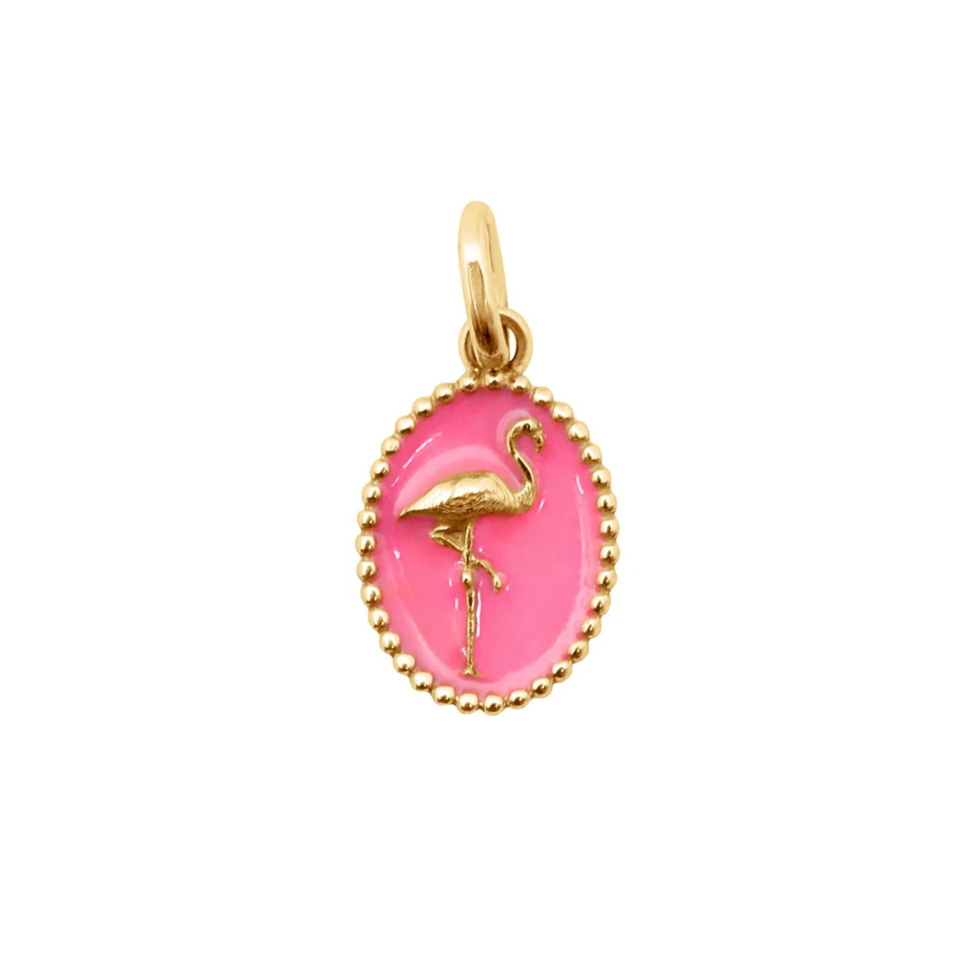 Small Oval Flamingo Charm - Pink