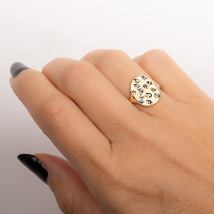 Rain Blue Sapphire Oval Signet Ring