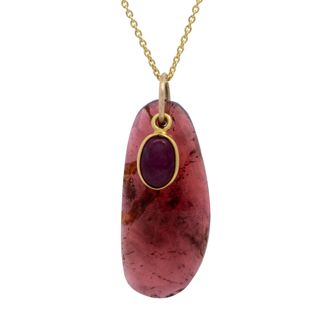 Faceted Tourmaline & Ruby Necklace