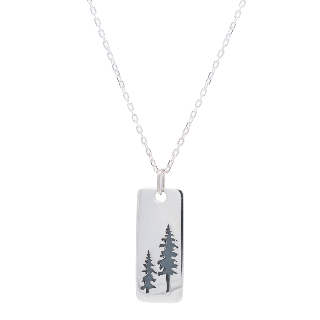 Two Trees Rectangular Pendant Necklace