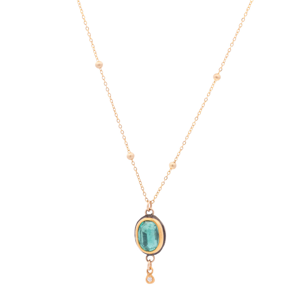 Emerald & Diamond Drop Necklace