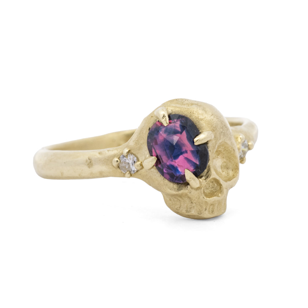 Sapphire Eye Skull Ring